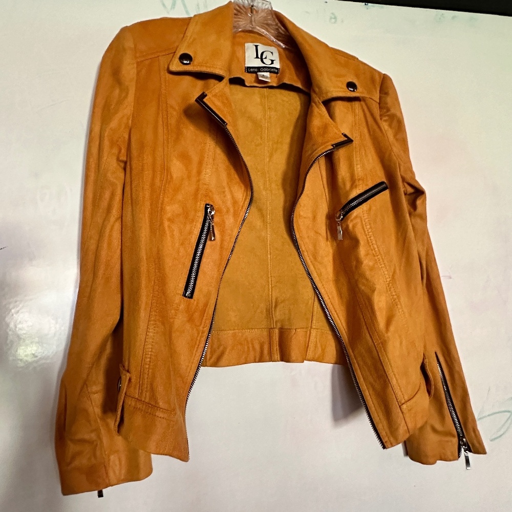 Medium Mustard Faux Suede Motor Jacket